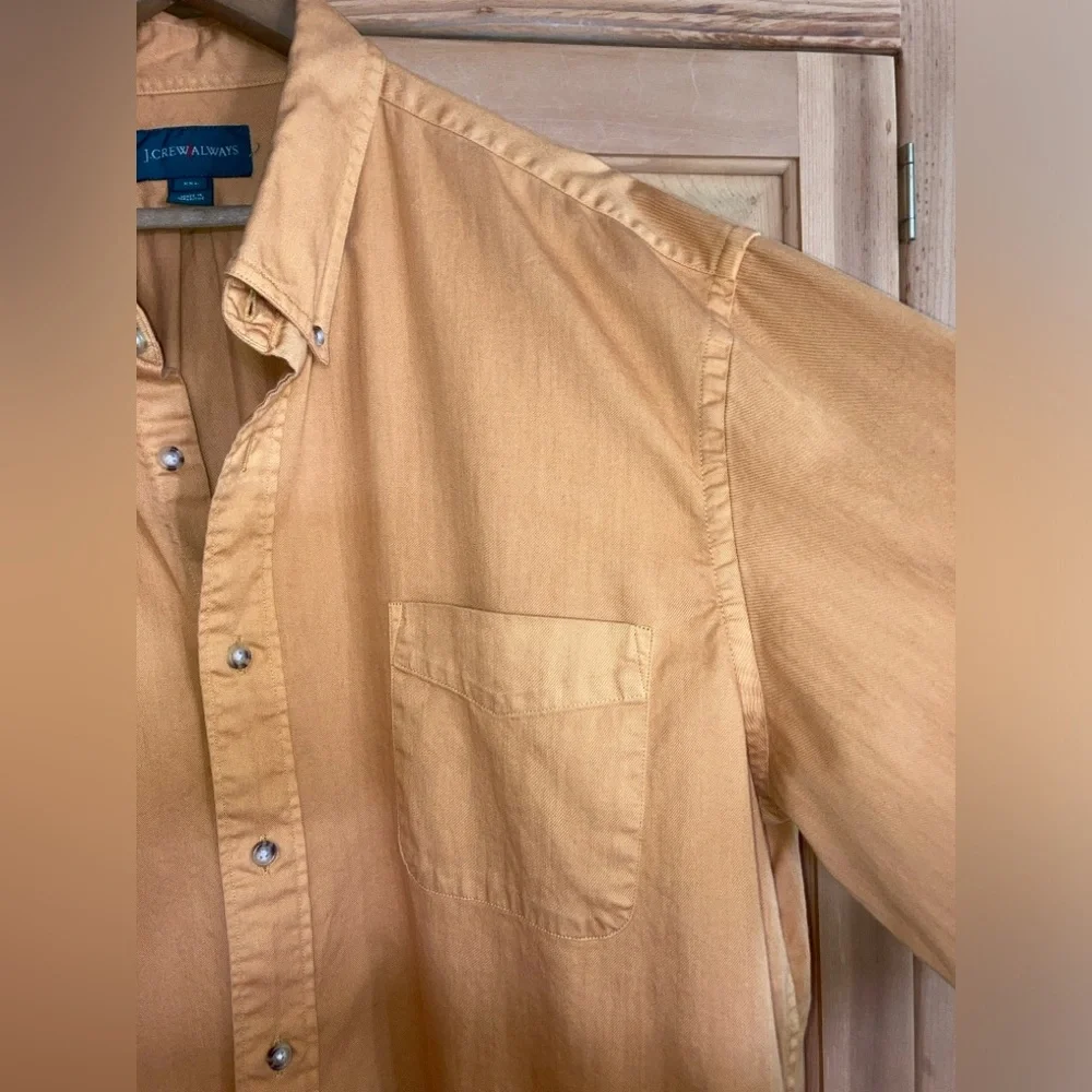 J Crew Always Heavy Twill Men’s Shirt XXL Marigold Yellow Orange EUC